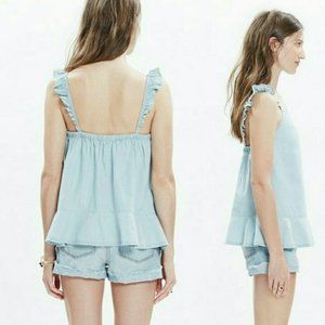 Madewell Chambray Flounce Tank Top